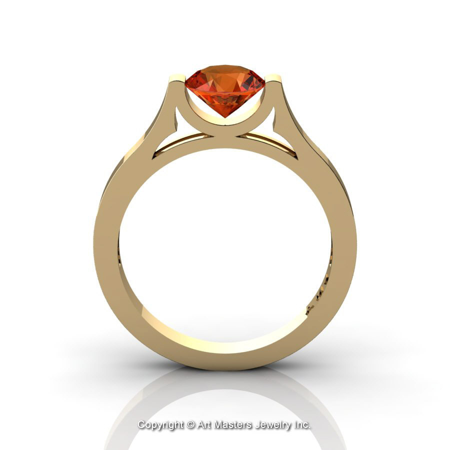 Modern 14K Yellow Gold Designer Wedding Ring or Engagement Ring